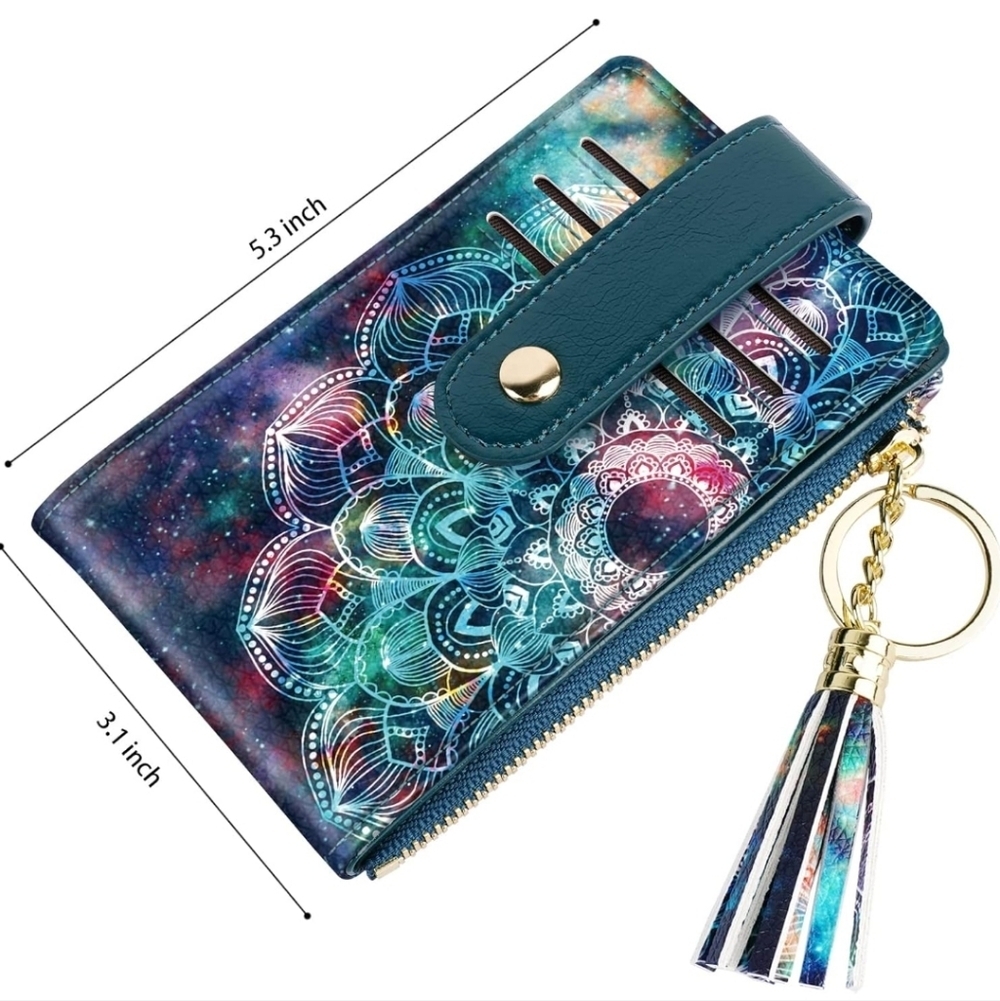 Mandala Pattern Wallet with Tassel Keychain